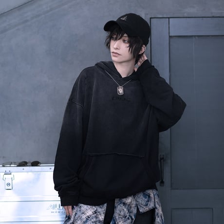 LOGO WASH HOODIE(BLACK)