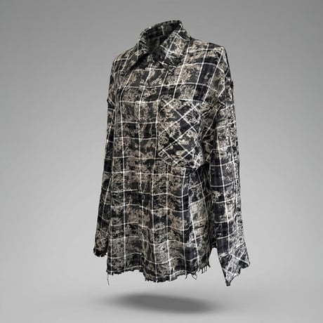 WASH PLAID SHIRT(BLACK)