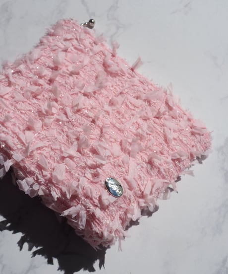 【内布防水・マチ付き】baby pink×feather（pouch）