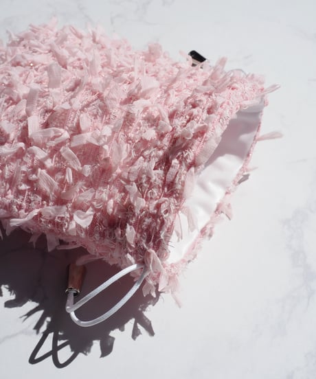 【内布防水】baby pink×feather（kinchaku）