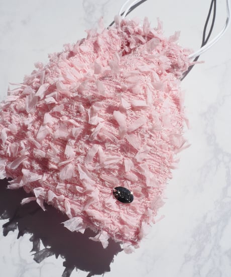 【内布防水】baby pink×feather（kinchaku）