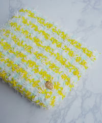 【内布防水・マチ付き】yellow×mint×white（pouch）