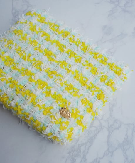 【内布防水・マチ付き】yellow×mint×white（pouch）