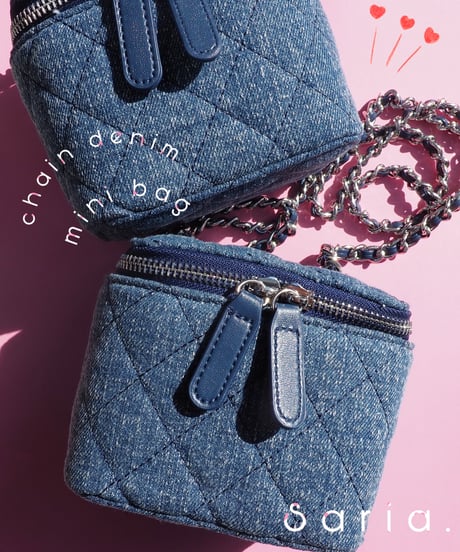 chain denim mini bag