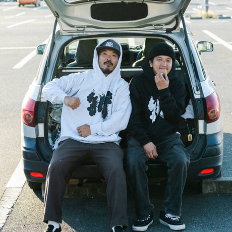川 biglogo hoodie / 黒×白
