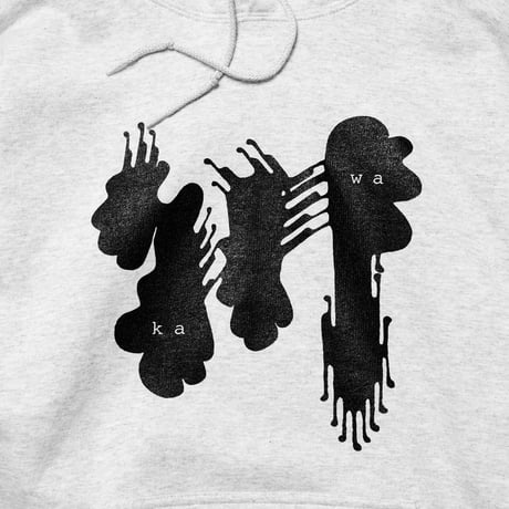 川 biglogo hoodie / 淡灰×黒
