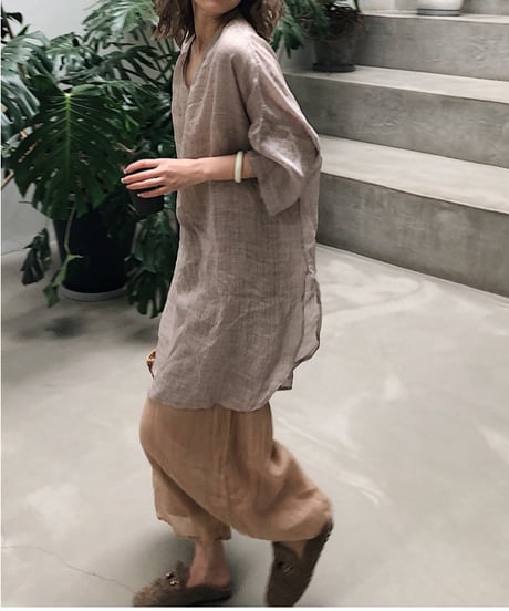 linen long tunic / 3color　hm2997