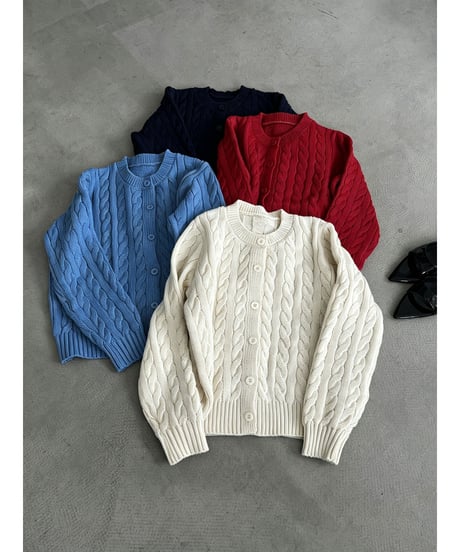 cable knit cardigan / 4color　hm3232