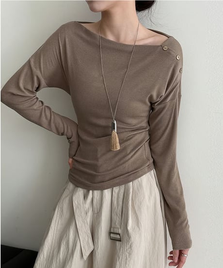 asymmetric button knit / 4color　hm3219