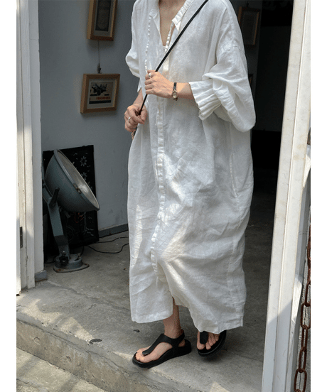 linen shirt dress　hm2992