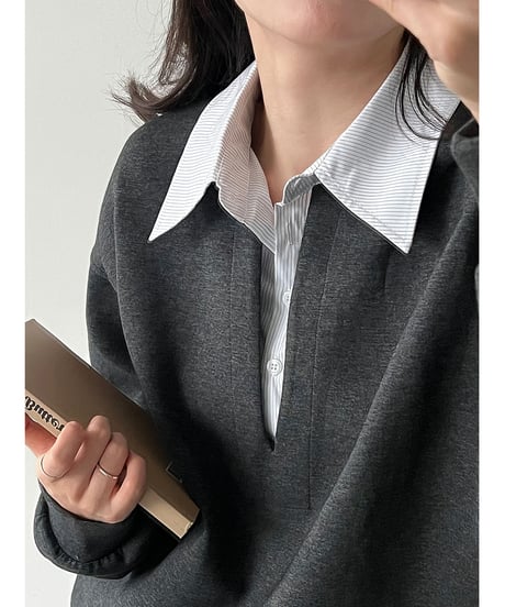 collared sweat set-up / 2color　hm3247