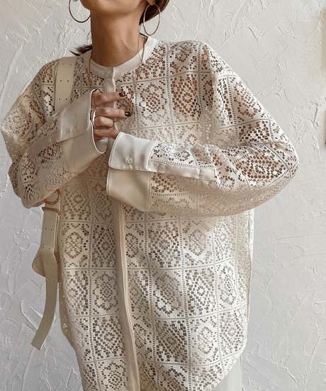 crochet lace blouse / 4color　hm3007