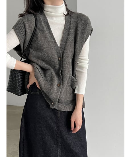 v-neck knit vest / 5color　hm3233