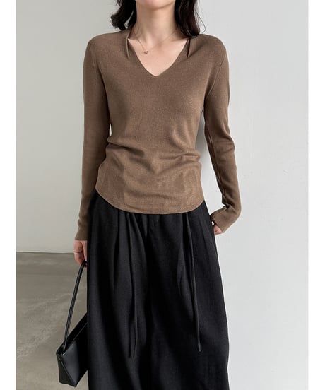 v-neck knit top / 4color　hm3265