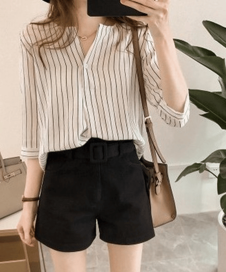 striped loose shirt / 4color　hm3000