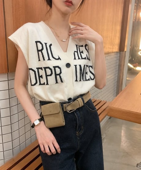 lettered knit vest / 2color　hm3159