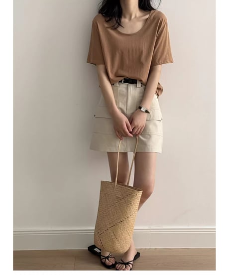 wide neck t-shirt / 7color　hm2280