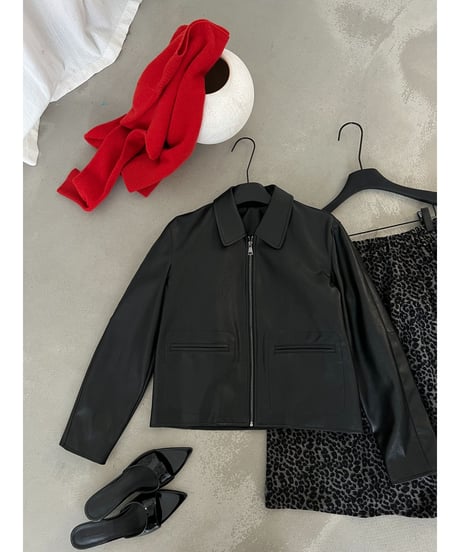 leather zip jacket　hm3236