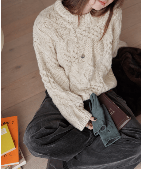 cable knit sweater / 3color　hm3227