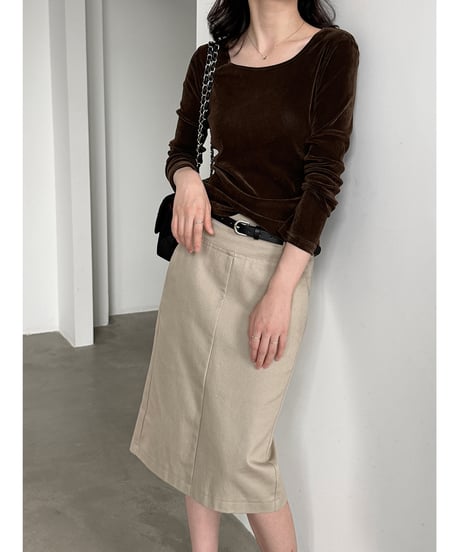 velvet u-neck top / 2color　hm3235