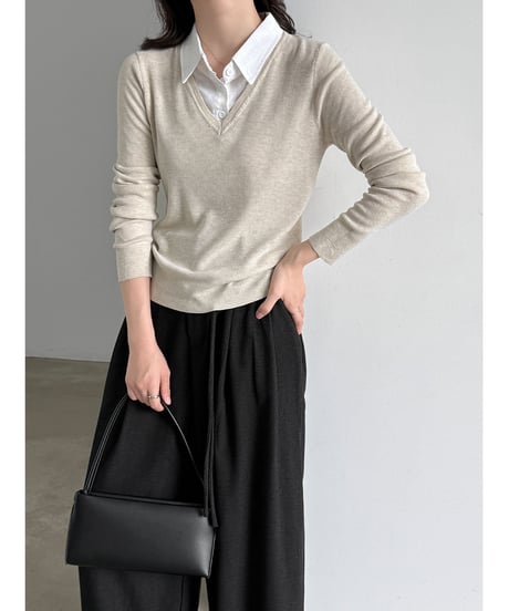 layered collar knit / 2color　hm3229