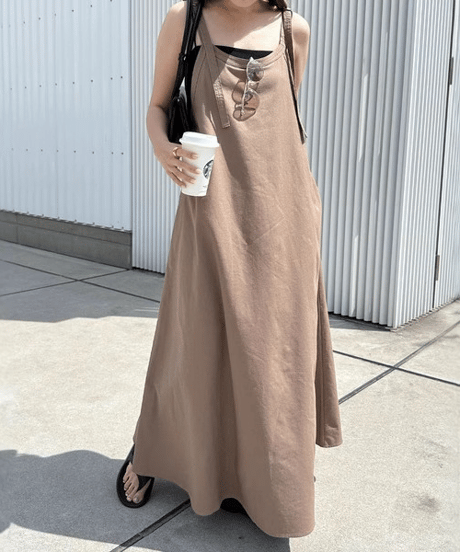 linen strap dress / 4color　hm3001