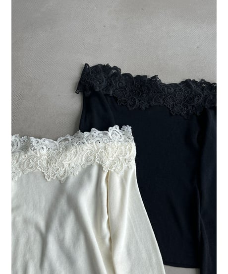 lace shoulder knit top / 2color　hm3240