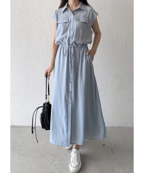 drawstring shirt dress / 3color　hm2991