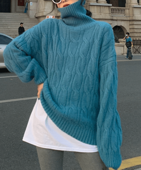 cable turtleneck sweater / 5color　hm2787