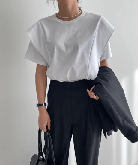fold sleeve tee / 2color　hm3006