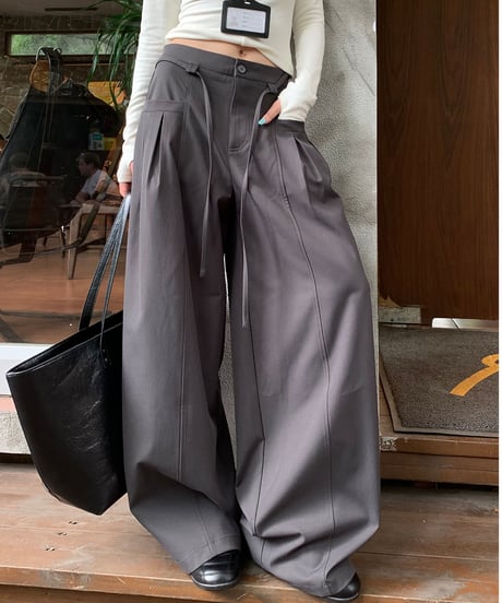 drawstring wide pants / 6color　hm1670