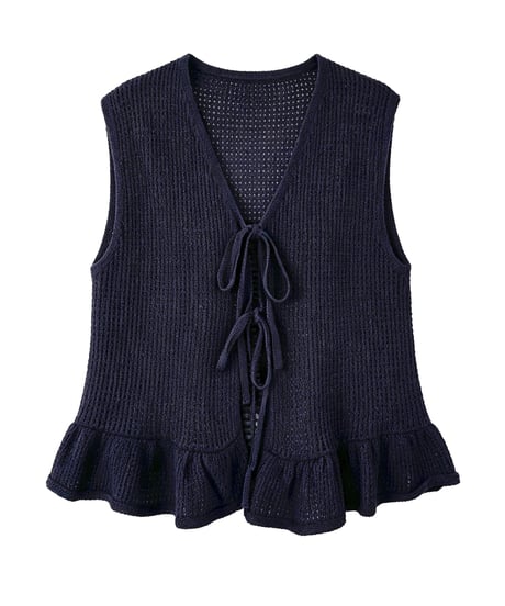 ruffle ribbon vest / 3color　hm3261