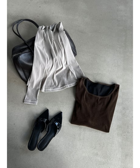 velvet u-neck top / 2color　hm3235