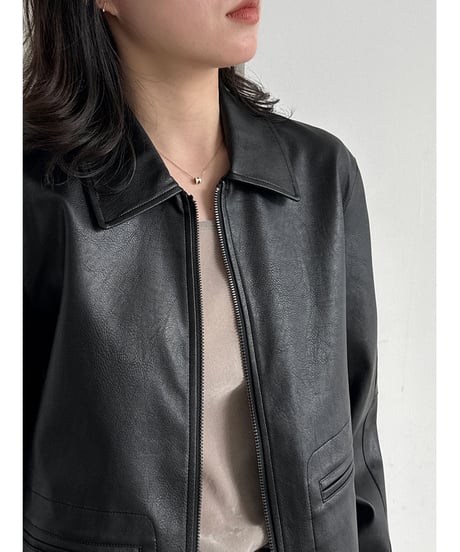 leather zip jacket　hm3236