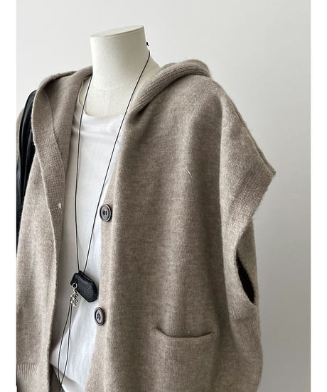 hooded knit vest / 4color　hm3218