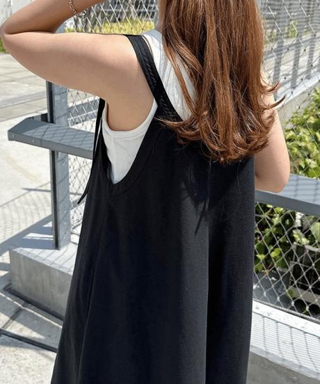 linen strap dress / 4color　hm3001