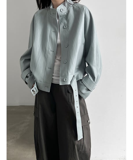 belted biker jacket / 2color　hm3248