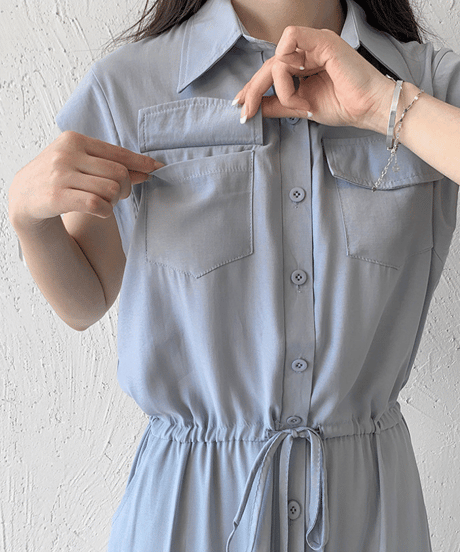 drawstring shirt dress / 3color　hm2991