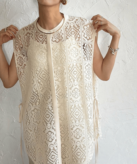crochet lace blouse / 4color　hm3007