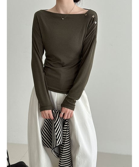 asymmetric button knit / 4color　hm3219
