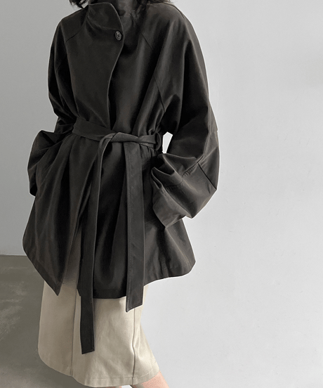 faux-leather belted coat / 2color　hm3245