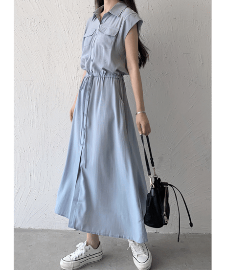 drawstring shirt dress / 3color　hm2991
