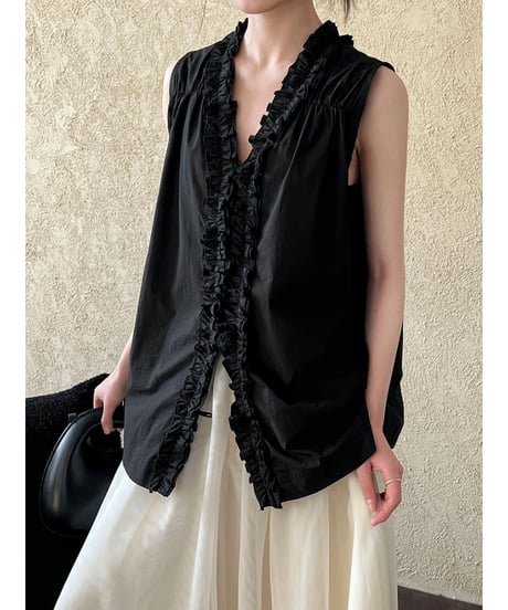ruffle sleeveless blouse / 2color　hm3011