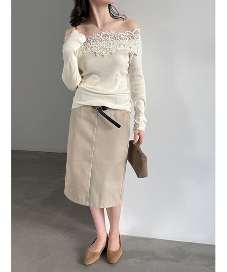 lace shoulder knit top / 2color　hm3240