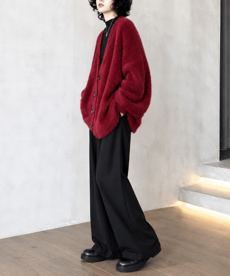 shaggy knit cardigan / 6color　hm1002