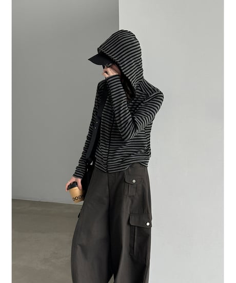 striped hood parka　hm3234