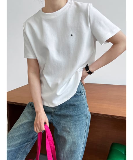 letter embroidery tee / 3color　hm3014