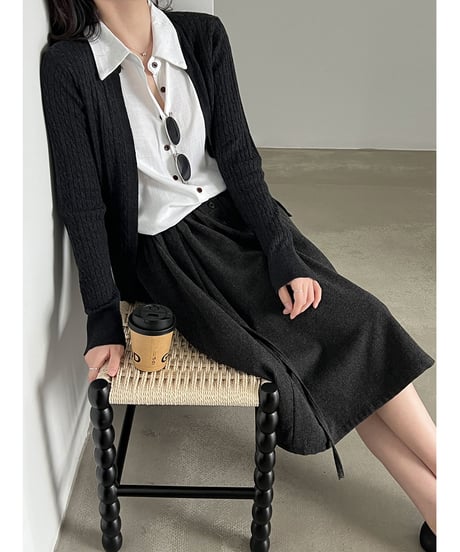layered knit cardigan / 2color　hm3253