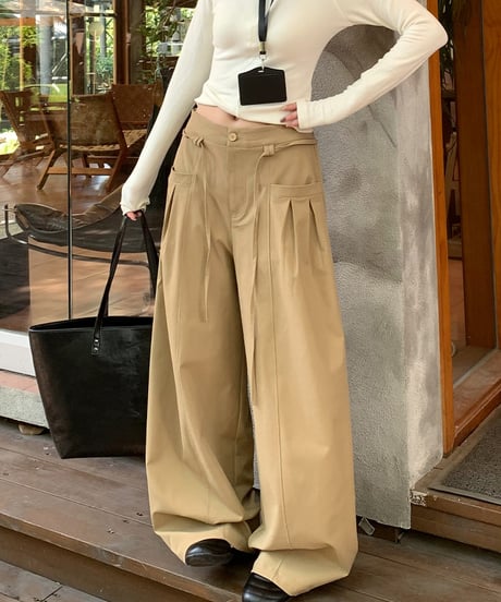 drawstring wide pants / 6color　hm1670