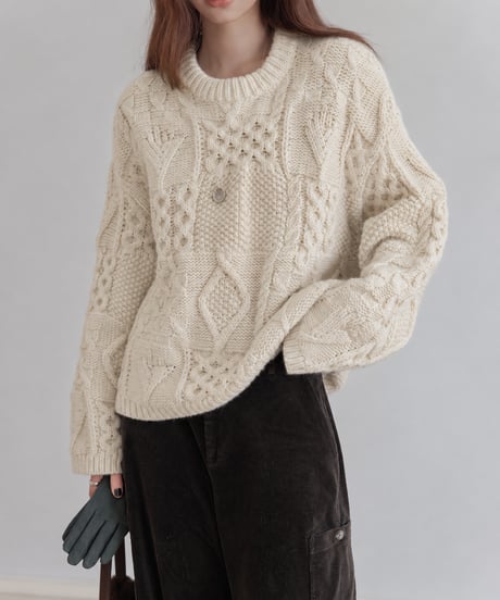 cable knit sweater / 3color　hm3227